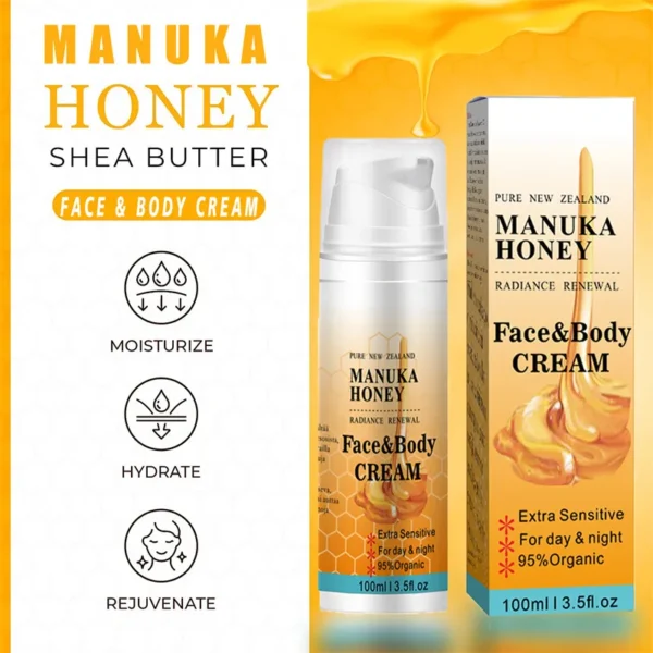 Organic Manuka Honey Face Serum & Cream Set | Moisturizing, Whitening, Anti-Wrinkle Skincare | Shrink Pores, Brighten, Plump & Smooth | 3pcs Serum + 100g Face Cream + 50g Eye Cream + 3pcs Set | Natural & Gentle | Unisex | Vegan | No Harsh Chemicals - Image 4