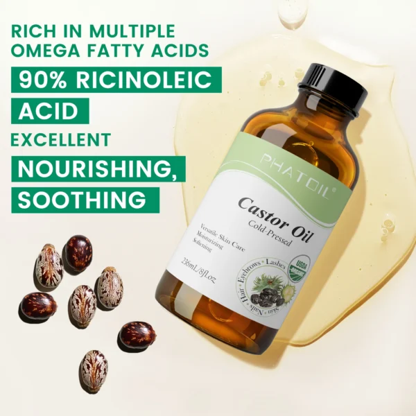 Organic Castor Oil – Cold Pressed & Unrefined | 118ml / 236ml | Essential Oil for Hair, Eyelashes, Skin & Nail Growth – Natural & Fragrance-Free - Image 8