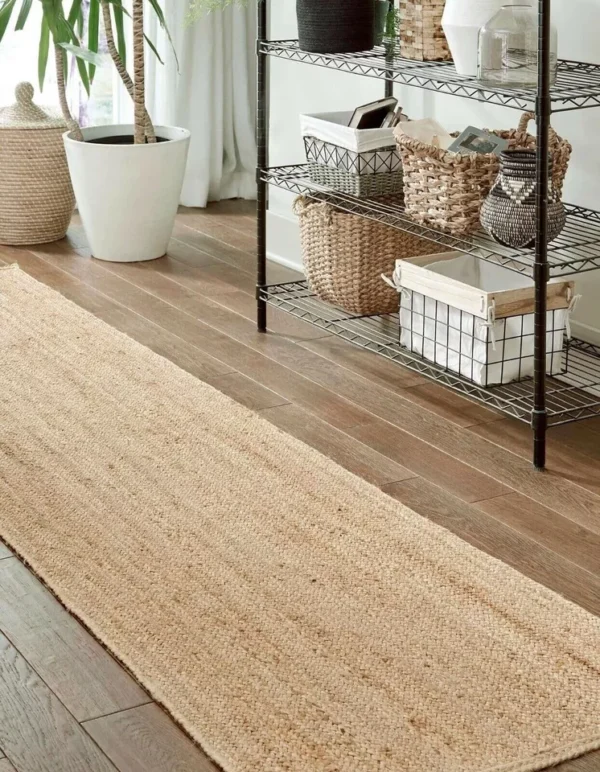 Jute Rug Runner Carpet Natural Jute Hand Woven Braided Beige Color For Living Room - Image 5